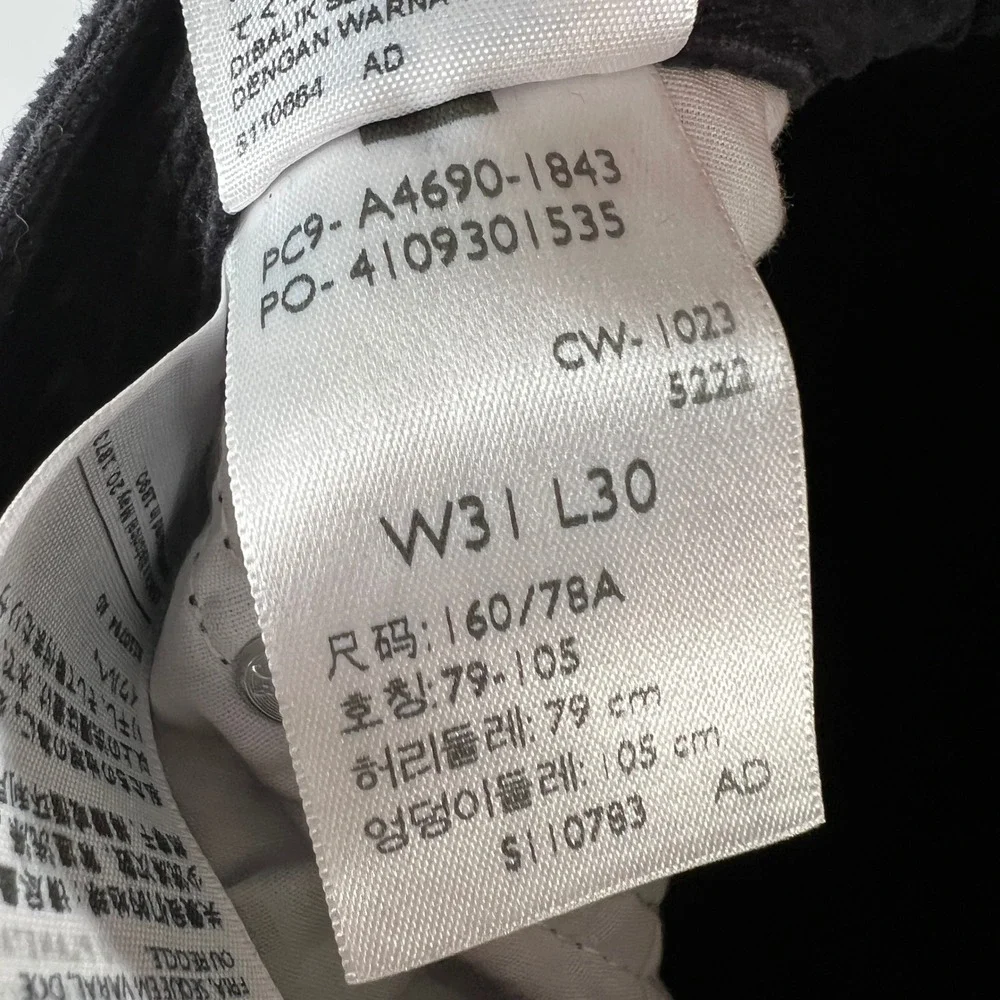 Levis Original Fit Corduroy Pants Mens 31x30 Black Straight Leg New! - Picture 6 of 7